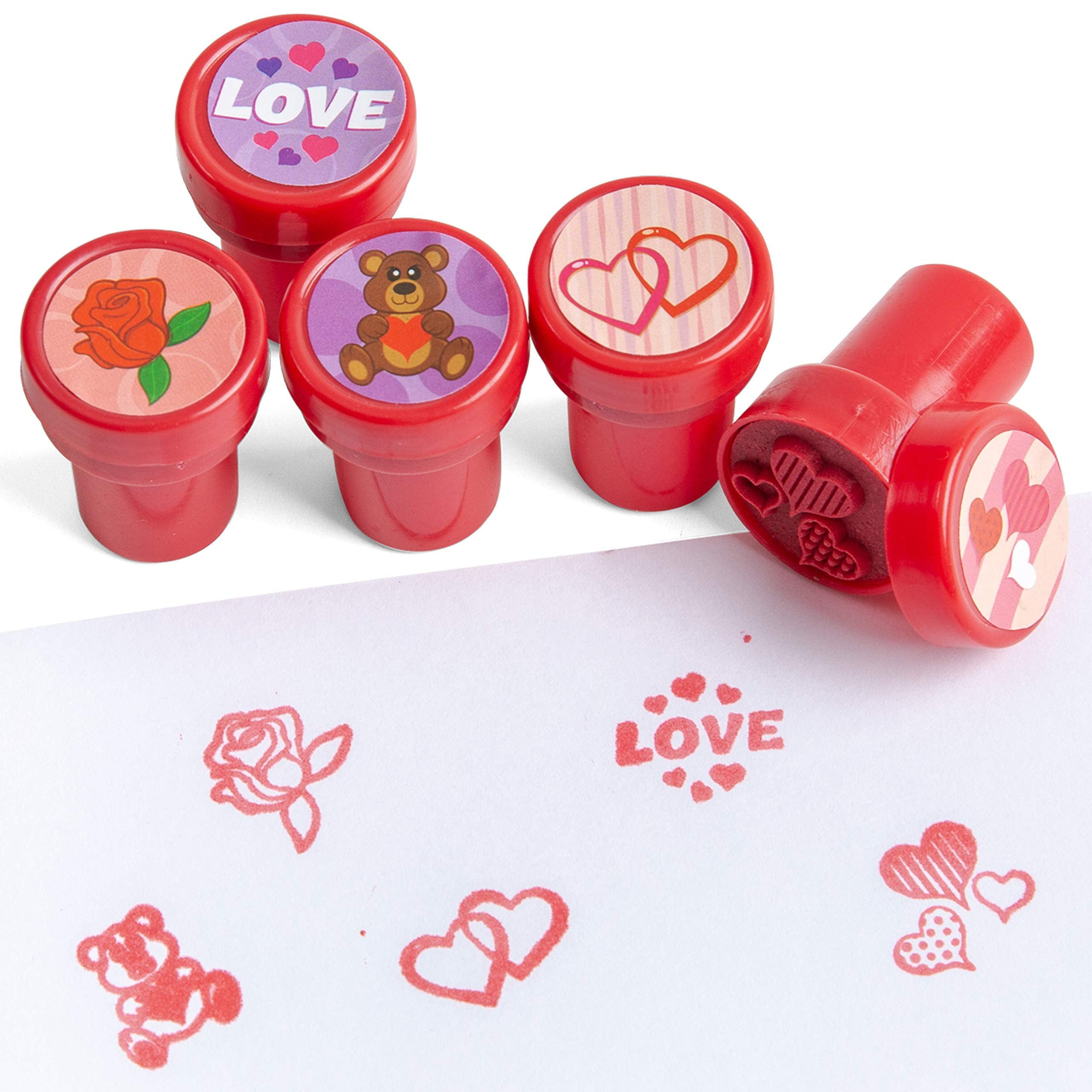 Valentines Day Gifts for Kids Classroom, 28 Pack Stationery Kit with Pencil  Eraser Stamper Valentines Cards for Kids Classroom School Prizes Exchange