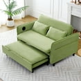 thumbnail image 3 of Modern  Striped Sofa Bed with Pull-Out Feature and Adjustable Backrest Comfy for Daily Use, Green, 3 of 13