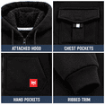 thumbnail image 6 of Bobcat Mens Zip Up Hoodie Cozy Fleece Full Sherpa Hooded Sweatshirt with Pockets, Sizes S-XL, 6 of 7