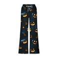 thumbnail image 4 of JingHai Halloween Christmas Pajamas Men Cute Print Wide Leg Lounge Pants Casual Comfy Loose Drawstring Jogger High Waisted Palazzo-White XXXXL, 4 of 5