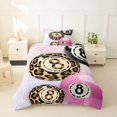 thumbnail image 2 of Castle Fairy Billiard Leopard Print Twin Duvet Cover, Diamond Pattern Twin Bedding, Pink Black Brown,Pink Reversible,2pcs,1 Duvet Cover and 1 Pillowcase, 2 of 6