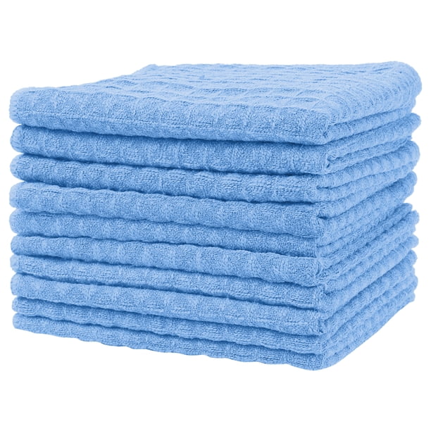 REGALWOVEN Paño de limpieza de microfibra de tejido waffle, absorbente y de secado rápido, toallas de cocina sin pelusa para lavar platos, azul 12" x 12" 10