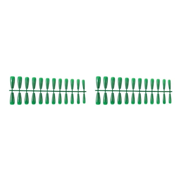 Soidarity 24 uds, uñas acrílicas extralargas, duraderas, resistentes al color, para salones de manicura, arte, cubierta completa, 35 verde 35 verde hierba 2Conjunto