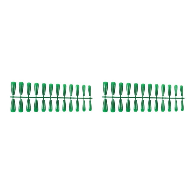Soidarity 24 uds, uñas acrílicas extralargas, duraderas, resistentes al color, para salones de manicura, arte, cubierta completa, 35 verde 35 verde hierba 2Conjunto