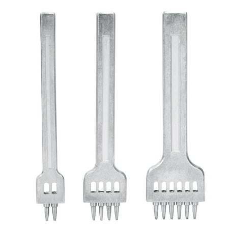 

clearance 3 Pcs Prong Chisel 2/4/6 Prong Electroplatied CR V Steel Chisel Leather 1mm Hole Craft Tool