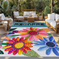 thumbnail image 2 of Spring Daisy Outdoor Rug 6x9 Ft - Reversible Patio Rug Outdoor Camping Rugs, Turquoise Modern Abstract Art Dots Floral Washable Indoor Outdoor Area Rugs, Non-Slip Outdoor Carpet Runner for Deck/Porch, 2 of 8