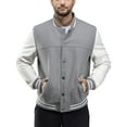 thumbnail image 6 of X RAY Jeans Mens Wool Varsity Bomber Jacket with Grainy PU Sleeves, Grey/White, 2XL, 6 of 9
