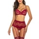 thumbnail image 5 of Gibobby Conjunto ropa interior mujer Conjunto de lencería sexy de encaje suave para mujer, ropa interior transparente con aros de encaje floral(Rojo, XG), 5 of 5