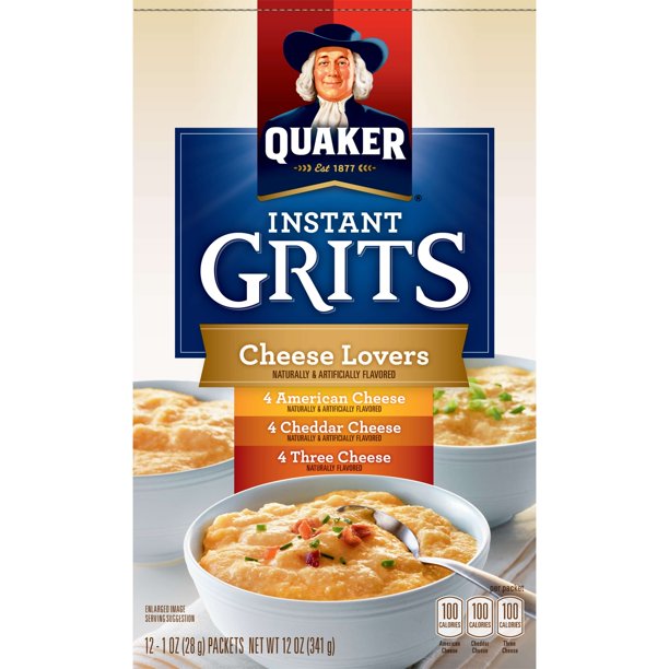 Quaker Instant Grits, Cheese Lovers Variety Pack, 12 Packets (4