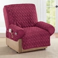 thumbnail image 3 of Collections Etc Diamond-Shape Quilted Stretch Recliner Cover with Storage Pockets and Elastic Straps - Furniture Protector, Burgundy, Recliner, 3 of 4