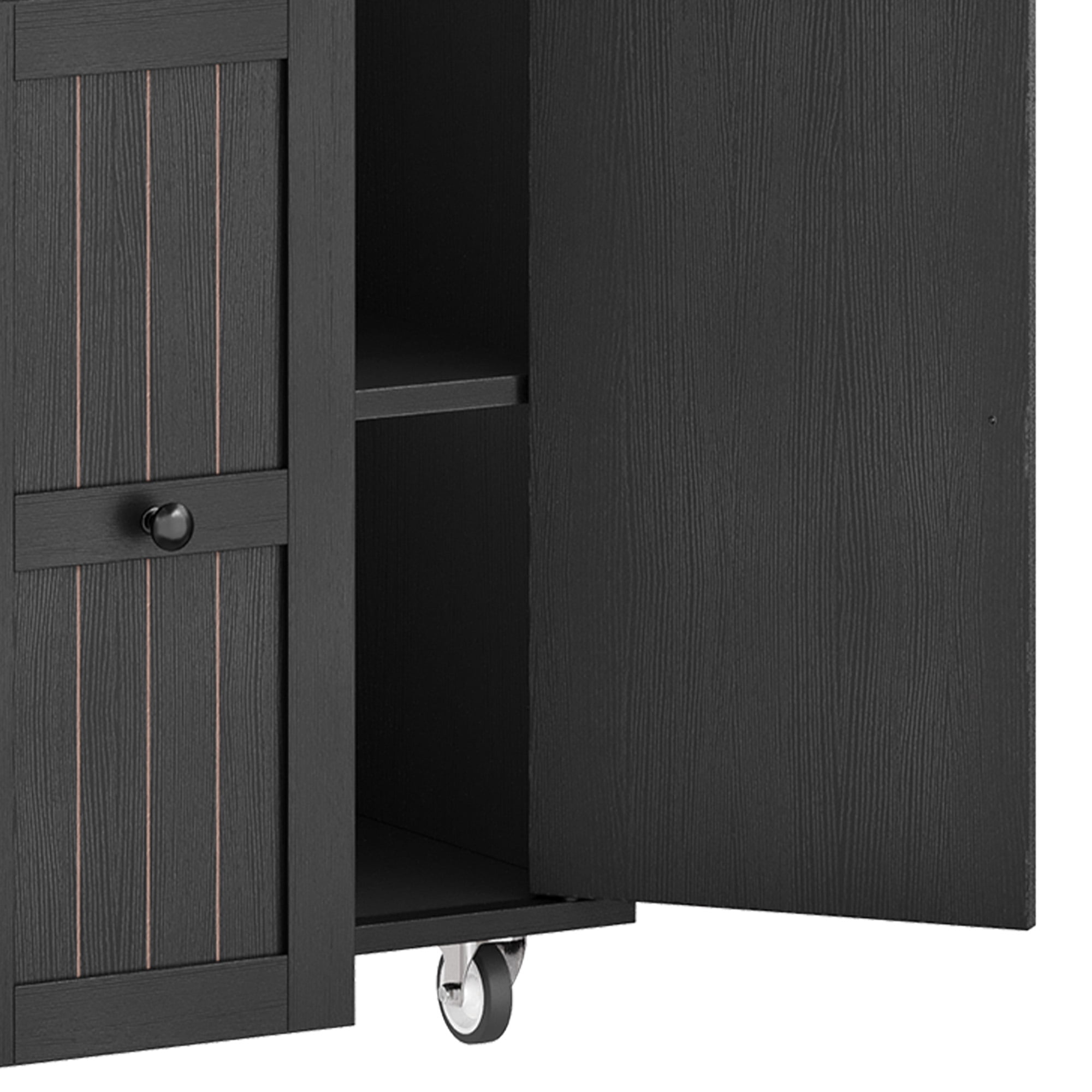 Uforic Kitchen Island with Wheels & Storage, Kitchen Island Cart with Drop Leaf, Black