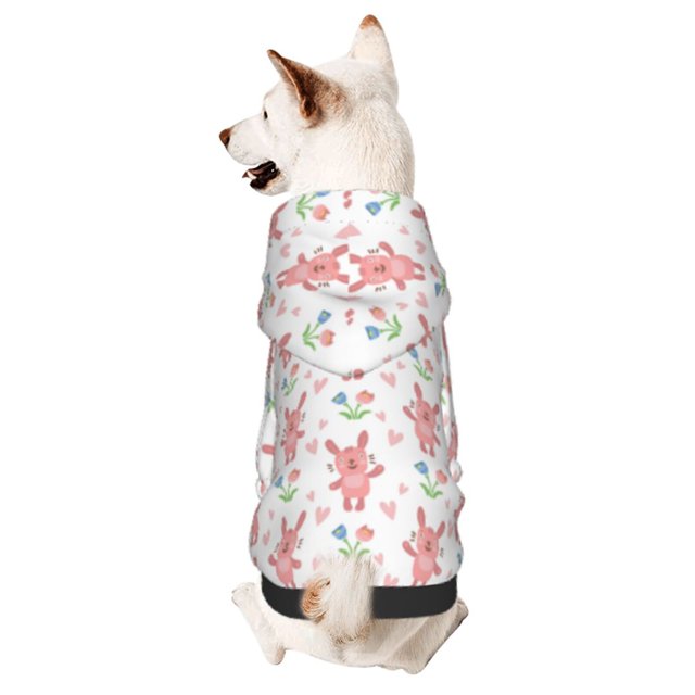 Bingfone Hello Rabbit Print Dog Clothes Hoodie, Pet Winter Coat,Puppy Sweatshirts for Small Dogs Boy Girl,Suitable for All Breeds-Small
