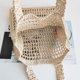 thumbnail image 2 of Bolsa de playa de verano de hombro tejido de paja hueca hecho a mano para viajar (Beige) Ehuebsd Para Estrenar, 2 of 9