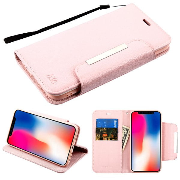 Simple Flip Case Fit for iPhone XR Skull Leather Cover Wallet for iPhone XR