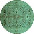 thumbnail image 1 of Ahgly Company Indoor Round Oriental Turquoise Blue Industrial Area Rugs, 3' Round, 1 of 4