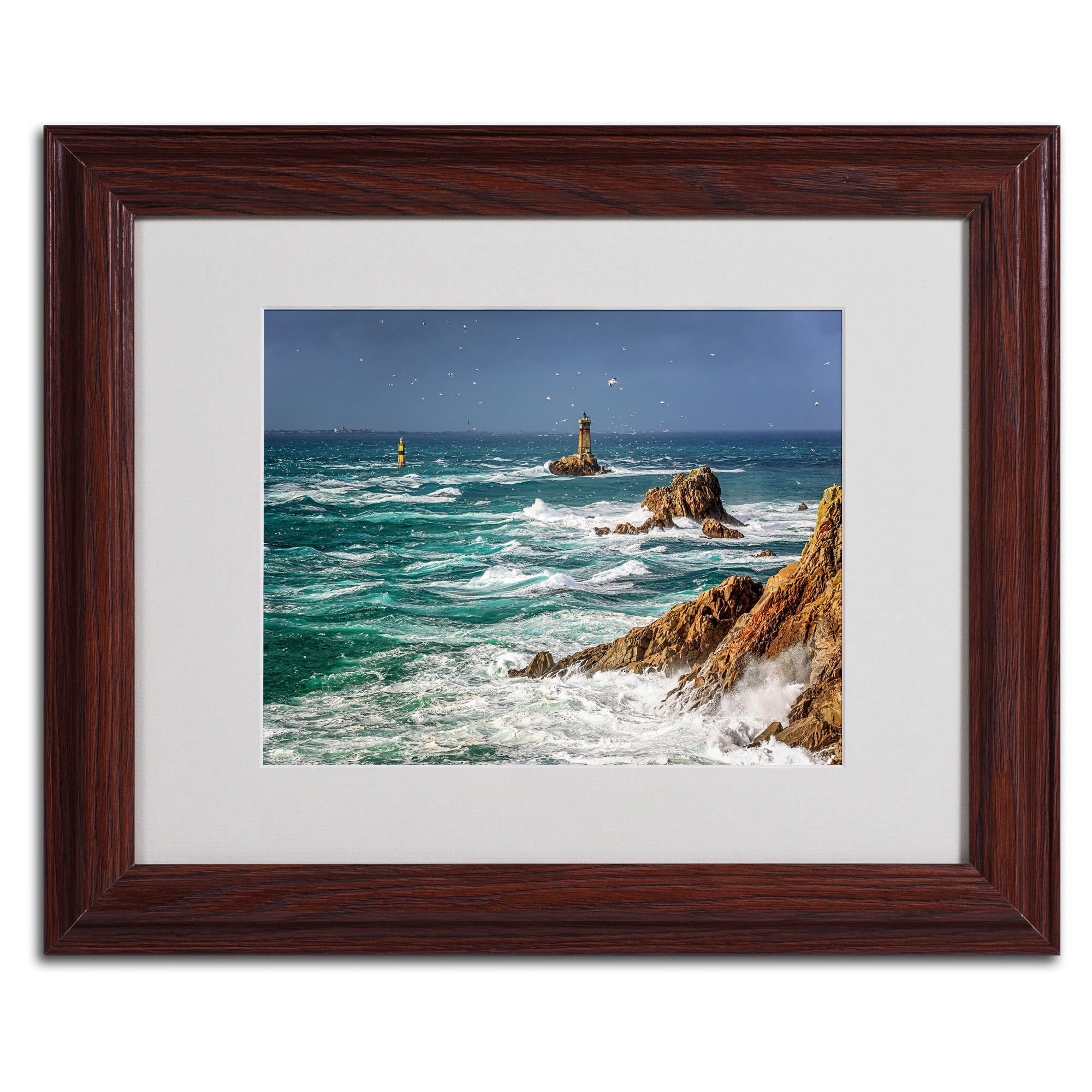 Trademark Fine Art "Storm In Pointe du Raz" Framed Canvas Art by Mathieu Rivrin