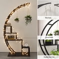 thumbnail image 4 of Black Plant Shelf, 5 tiers Metal Plant Stand with Hanger , Half Moon Shaped Creative Plant Shelf Holder for Home Patio, 4 of 6