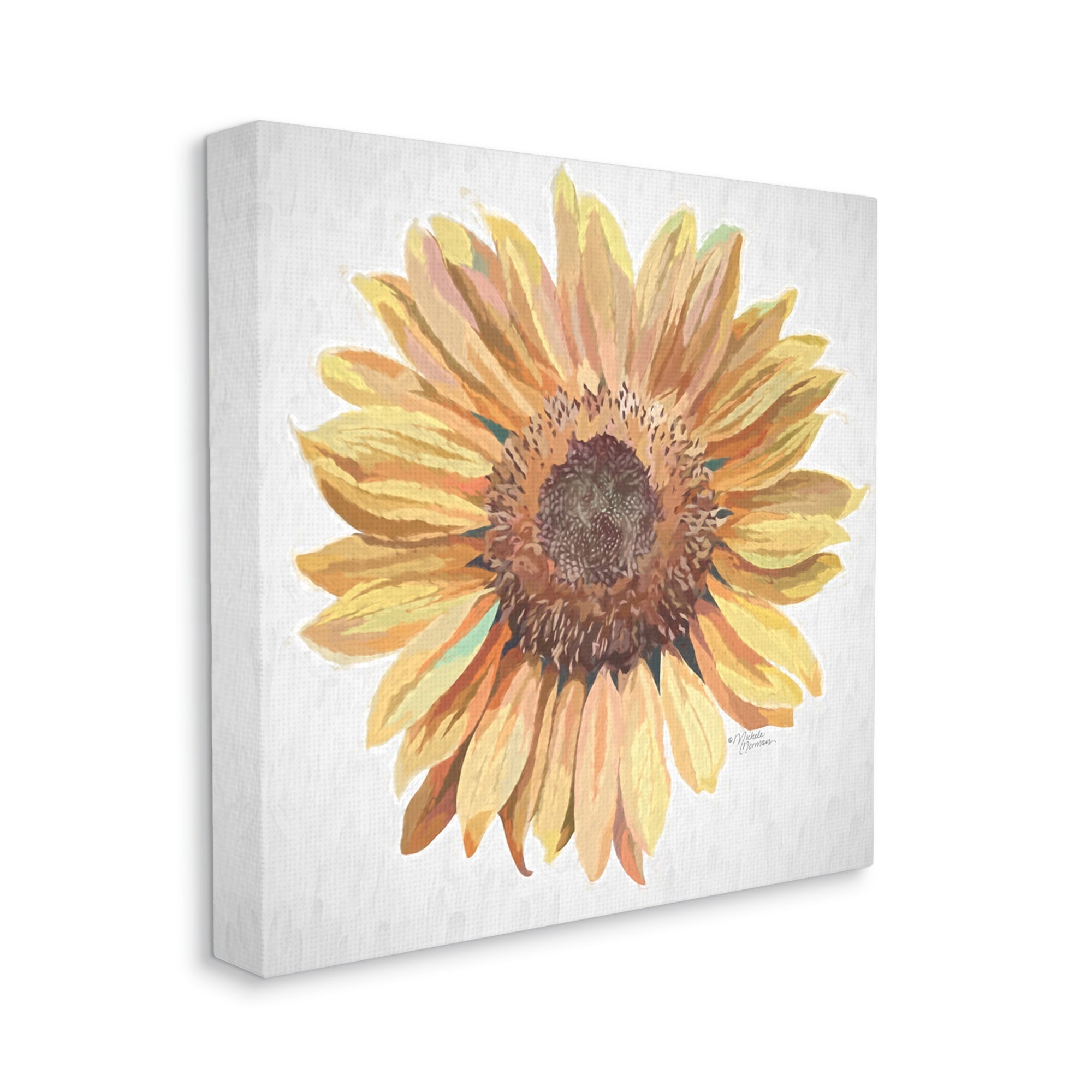 Stupell Industries Vivid Yellow Sunflower Petals Aerial View Flower Painting Gallery Wrapped Canvas Print Wall Art, Design by Michele Norman