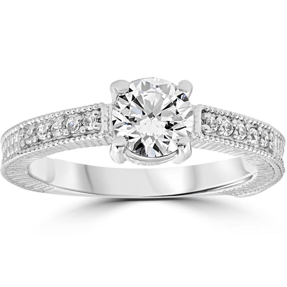 Vivid Jewel 14K White Gold Plated Rings - Round Cut 1 Ct VVS1/D Lab Created Simulated Diamond Ring - Gorgeous Anniversary Gift for Women's - Jewellery Diamond Rings Wedding Sets On Clearance