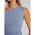 thumbnail image 6 of Womens Summer Off The Shoulder Sleeveless One Shoulder Ruched Asymmetrical Going Out Tank Crop Tops Shirts, 6 of 6