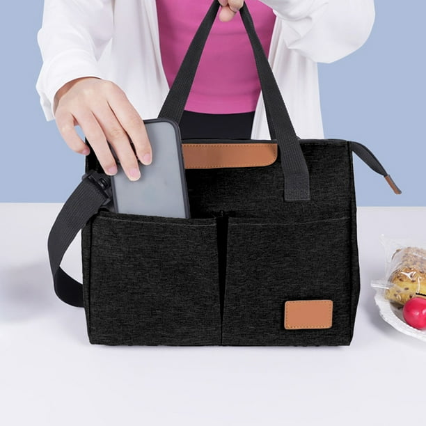 Bolsa Bento | Bolsa Térmica para Almuerzo de Gran Capacidad | Forma Triangular | Azul Marino, Rosa y Gris | Correas Ajustables | Bolsa Térmica para Alimentos | Nevera para Picnic | Bolsa Térmica para