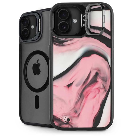 Skinit Pink Marble Ink iPhone 16 Kickstand Case