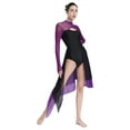 thumbnail image 3 of CHICTRY Women Modern Lyrical Dance Dress Mesh Long Sleeve Cutout Back Leotard Split Skirts Purple XXL, 3 of 6