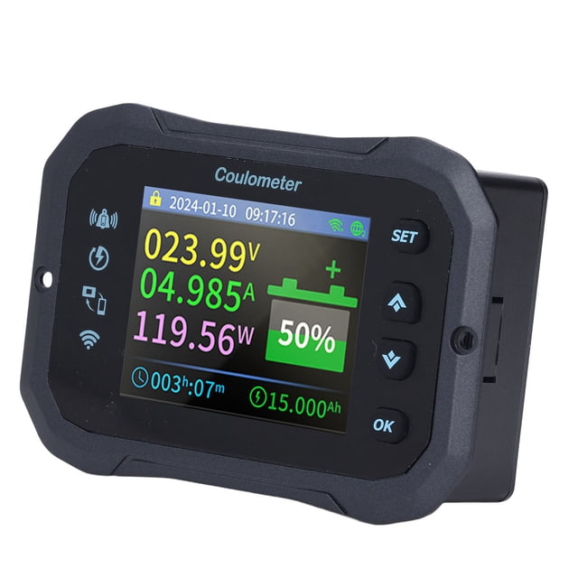 Battery Monitor, Power Failure Storage Function Responsive Silicone Keypad Over Current Guard Battery Capacity Voltage Monitor Gauge for Tricycles