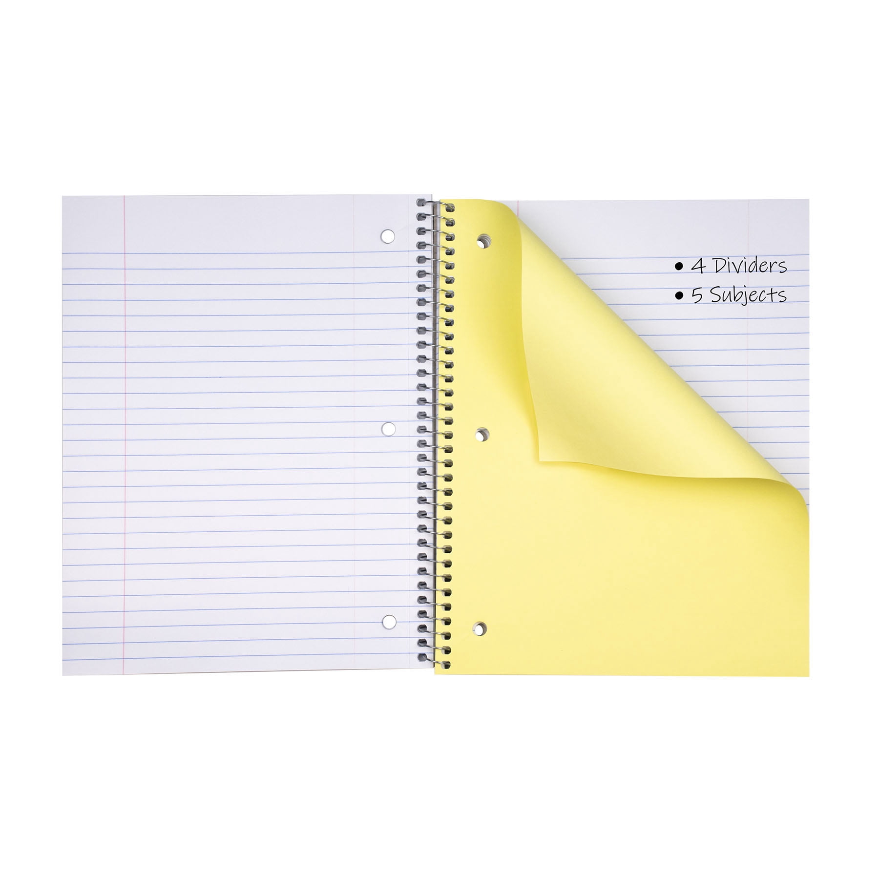 C-Line 5-Subject Notebook, Wide Ruled, 180 Sheets, Assorted Colors, Pack of 3