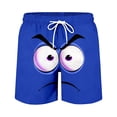 thumbnail image 5 of Mens Shorts Summer Casual Lightweight Elastic Waist Funny Face Graphic Straight Leg Beach Shorts with Pockets, 5 of 5