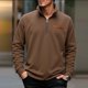 thumbnail image 1 of pstuiky Camisas de invierno de manga larga para hombre, Sudadera con capucha informal de manga larga con cuello alto y media cremallera para hombre, color sólido, transpirable top de hombre s, 1 of 7
