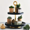 thumbnail image 3 of Main + Mesa Wood 2-Tier Decorative Tray, Black/Gold, 3 of 6