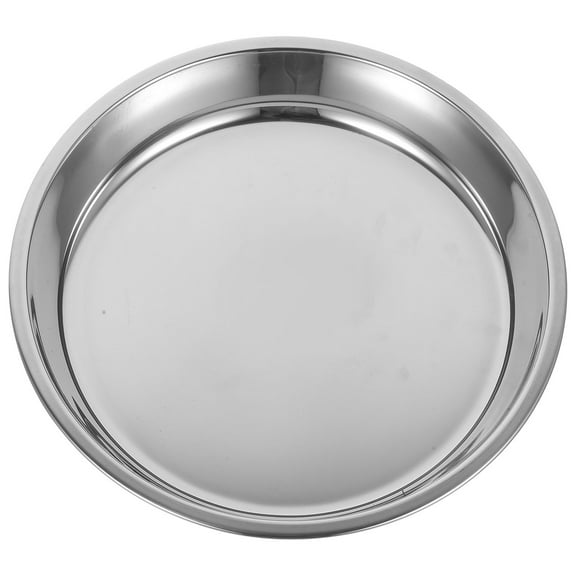 WEUVEB Elegant Silver Stainless Steel Dinner Plate Easy to Clean Stylish Serving
