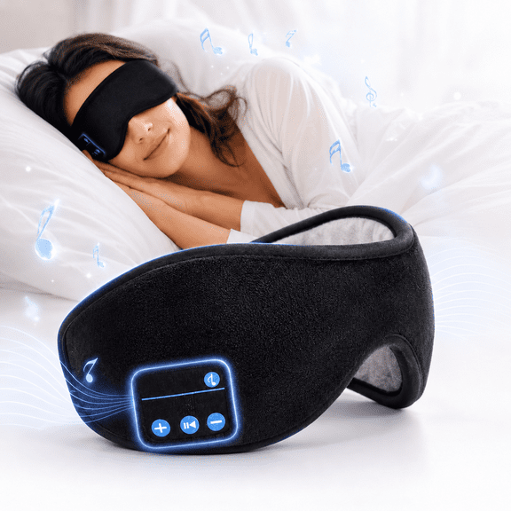 Sleep Headphones 5.2 Bluetooth Sleep Mask with Music and Ultra Thin Speakers Perfect for Sleeping, Air Travel,Meditation and Relaxation,Unique Gifts for Men Women - Black