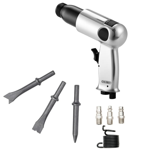 KFFKFF Marteau à Air, Marteau Pneumatique 3500bp avec Course de 2,76 Pouces & 4 Pcs Brochettes Tige Ronde, Outil Compact à Pistolet pour Couper, Percer, Racler