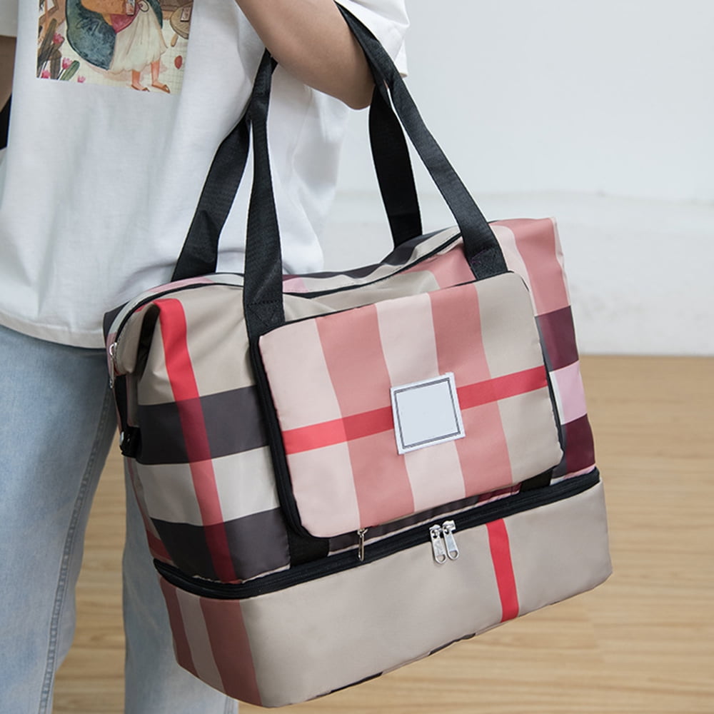 Travel Tote with Luggage Sleeve 2Tier Large Capacity Dry/Wet