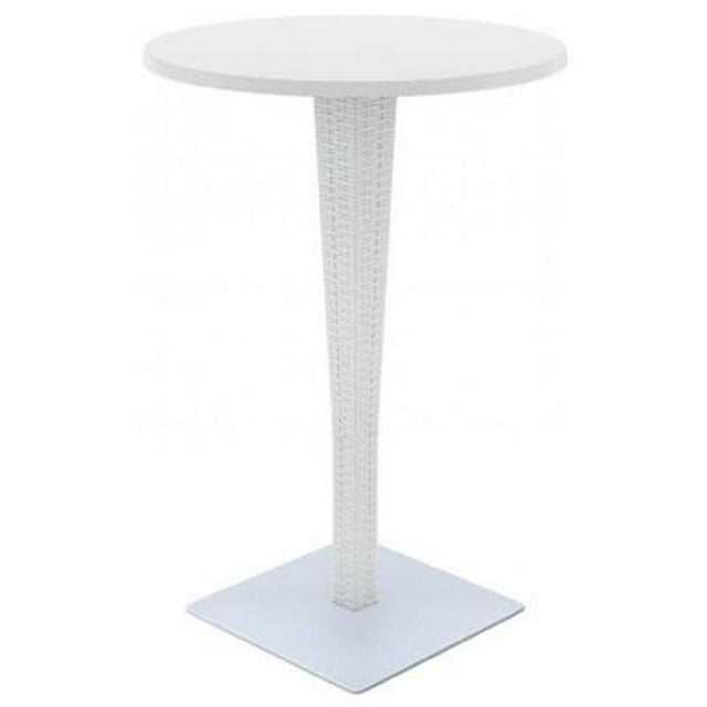 Siesta ISP886-WH Table de Hauteur de Barre Ronde Supérieure de 27.5 Po Riva Werzalit&44; Blanc