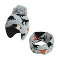 thumbnail image 3 of Funie Dinosaur Jacquard Children Boys Girls Winter Ear Caps Knitted Hat Scarf Set, 3 of 7