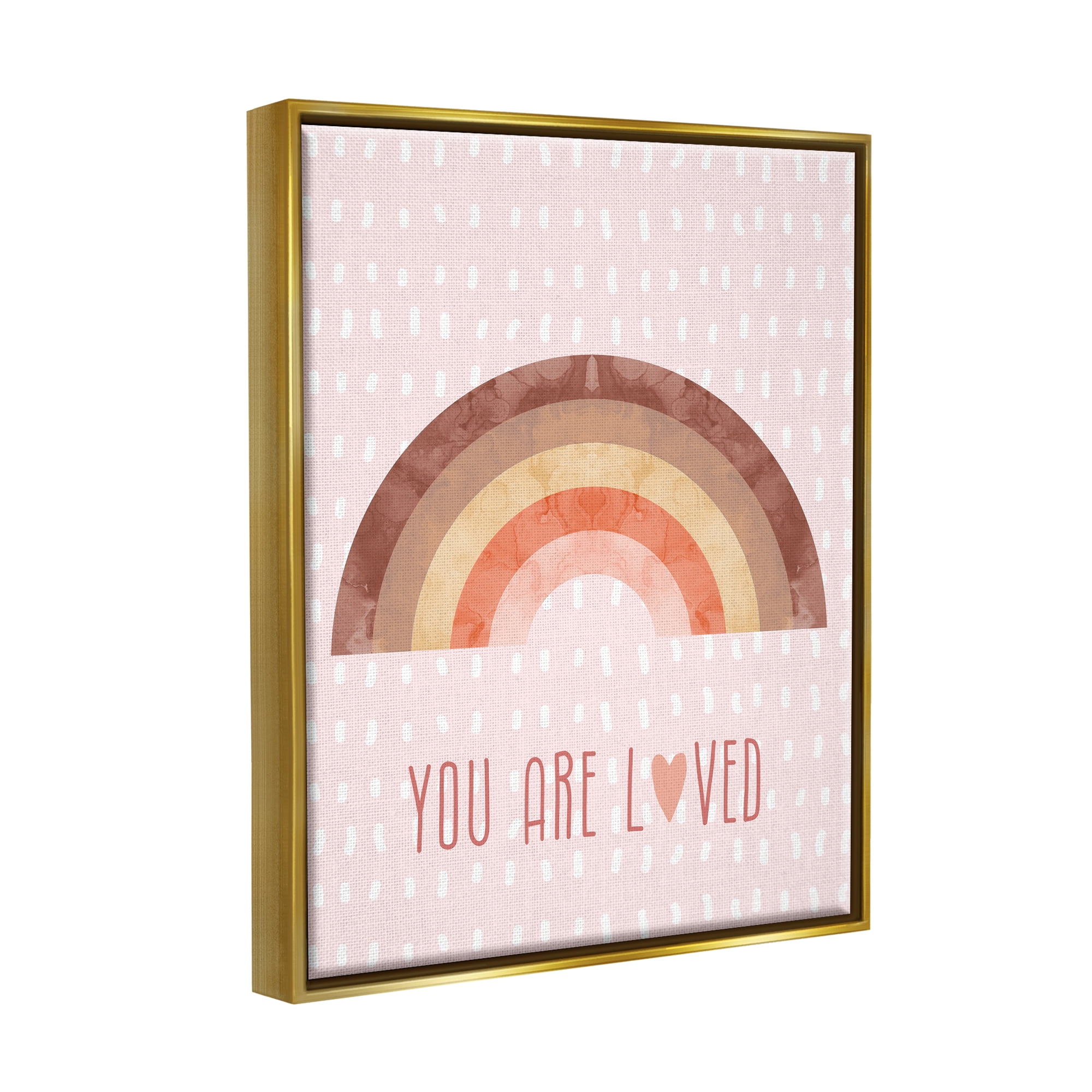 Stupell Industries You Are Loved Patterned Landscape Painting Gold Floater Framed Canvas Art Print Wall Art, 25 x 31
