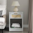 thumbnail image 3 of ARKANTOS Rattan Nightstand with Charging Station Bedside Table with Drawers Mist Oak, 3 of 8