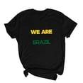 thumbnail image 4 of Nmnitkp Sustainable Women's Short Sleeve Tops We Are Brazil Football Fan Graphic T-Shirt, Crew Neck Short Sleeve Casual Tee, Multiple Colors Available Black,L, 4 of 5