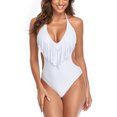 thumbnail image 2 of Plus size Swimsuits Women's One-Piece Padded Plus Size Overlay Print Bikini Swimsuit White M(M), 2 of 9