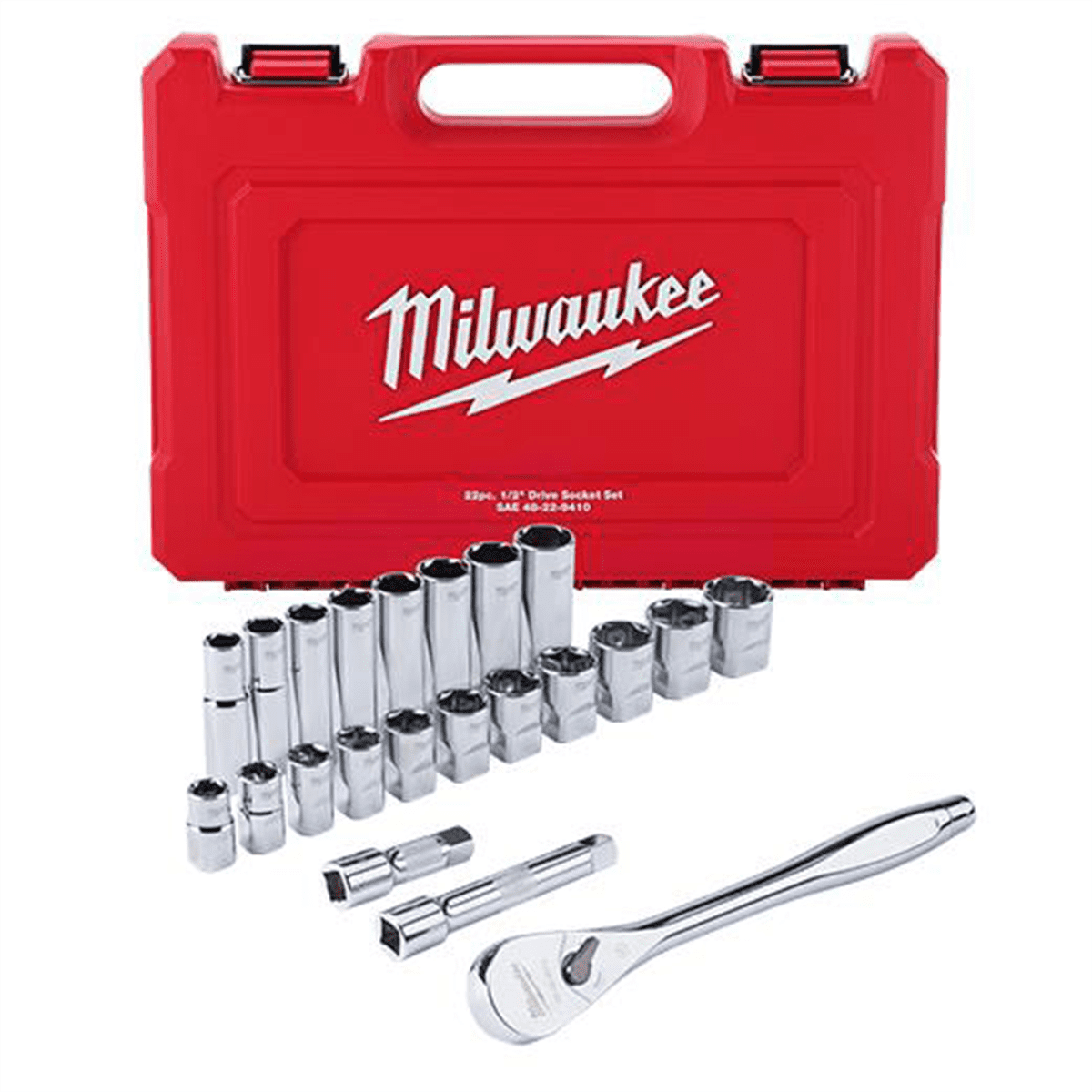 Milwaukee 48-22-9410 22-Piece SAE 1/2 in. Drive Ratchet and Socket Set