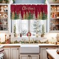 thumbnail image 2 of Christmas Tree Valance for Windows Pine Tree Curtains Valances Golden Snowflake Valance Window Treatments Red Short Curtains for Kitchen Living Room Bedroom Bathroom Xmas Holiday Decor 54x18 Inch, 2 of 8