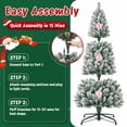 thumbnail image 5 of Moonsun 7.5ft Pre-Lit Flocked Pencil Christmas Tree, Artificial Pencil Artificial Slim with 150 Warm White & Multicolor Lights, 831 Branch Tips, Metal Stand for Home Office Party Holiday Decor, 5 of 10