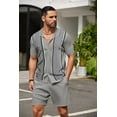 thumbnail image 5 of Men's 2 Piece Outfit Summer Outfits Fashion Casual Short Sleeve Polo Suit Vintage Short Sleeve Button Down Knit  Shirts Casual Beach Shorts Sets, 5 of 8