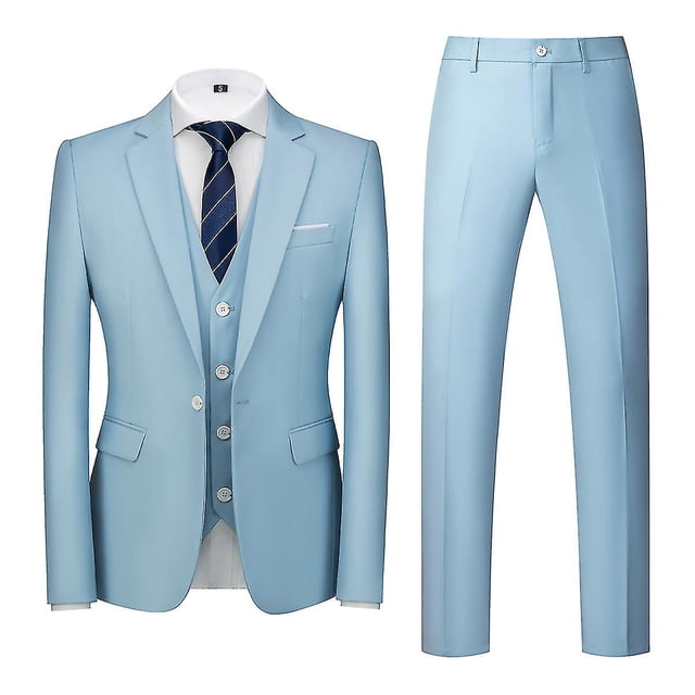 Cloudstyle Men's 3Pcs Business Professional Casual Daily Slim Fit One Button Suit Set (Blazer + Vest + Pants)
