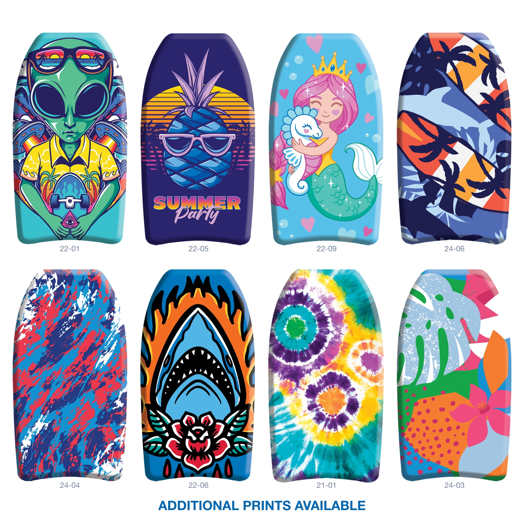 Bluewater Beach 33" Foam Bodyboard with Leash and Fun Multicolor Tropical Print