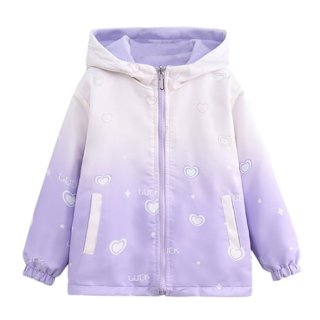 bbymog Rain Jacket Girls Winter Fleece Lined Coat with Hood Long Sleeve Thick Warm Rain Coats Girls Fashion Outdoor Waterproof Sports Windbreaker Jackets Purple 9 Years