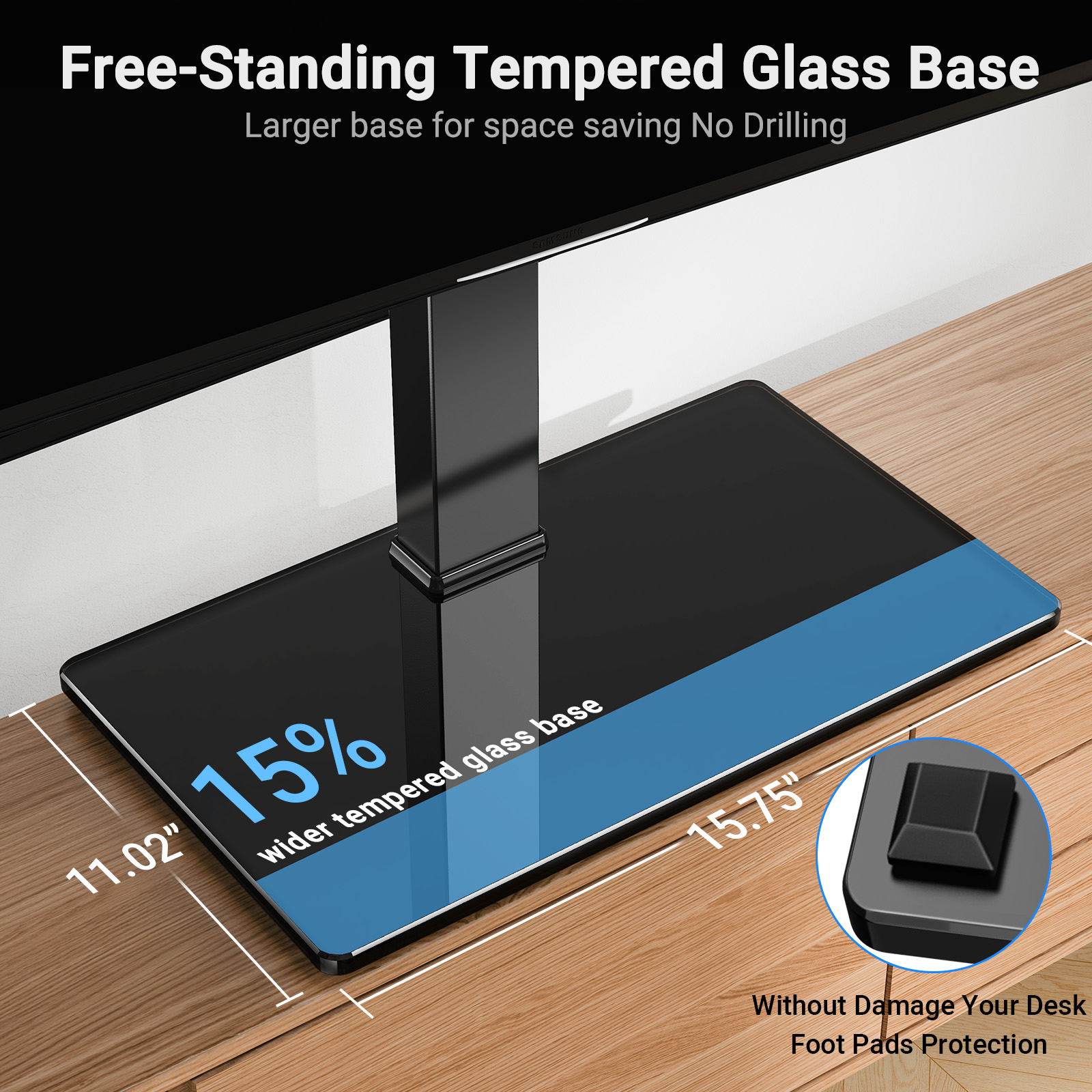 MountFTV Universal Tabletop TV Stand 32-75", Max 99 lbs photo 2
